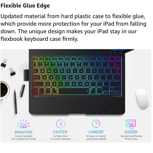 typecase iPad Flexbook Wireless Backlit Keyboard Case(10.9”, 2022), 360°NIB - Picture 10 of 17